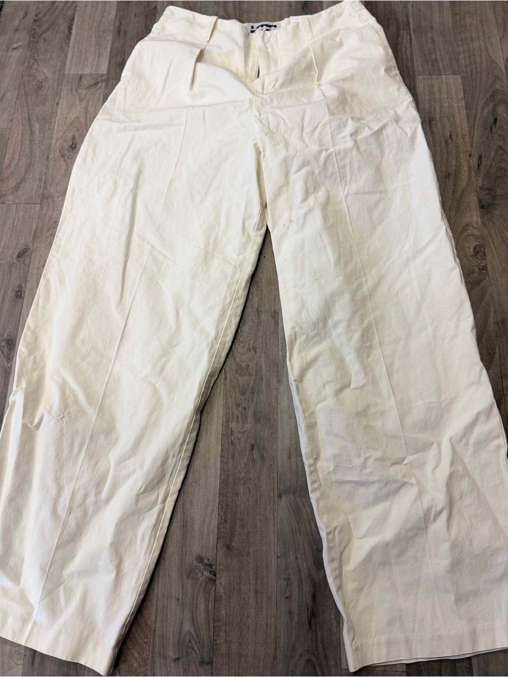 KBB By Kahlana Barrel Leg Pants Size 6 Ivory Cream High Rise Wide Leg Trouser